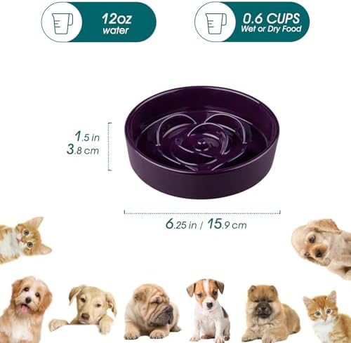 vancasso Slow Feeder Dog Bowl, 0.6 Cups Ceramic Small Puzzle Dog Food Dish
