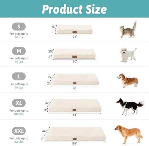 COZY KISS Flat Dog Crate Bed Washable for Medium Small Dogs, M 30x20 inch
