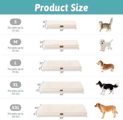 COZY KISS Flat Dog Crate Bed Washable for Medium Small Dogs, M 30x20 inch