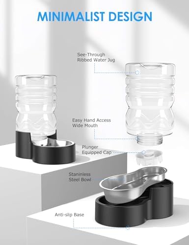 Heouvo 1.7 Gallon Automatic Dog Water Dispenser (6.5L-Black)