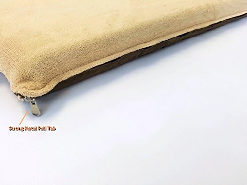 Luxurious Comfort Solid Pad Memory Foam Pet Dog Bed with Inner Waterproof Case and External Covers for Small and Medium Dogs + Free 2nd Cover (Complete Bed - 34"x27"x3", Coral Fleece - Beige)