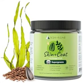 kin+kind Skin and Coat Supplement for Dogs & Cats – Natural Vitamin Supplements with Organic Ingredients for Shiny Fur, Moisturized Skin & Overall Pet Wellness – Dog Essentials & Cat Essentials – 4oz