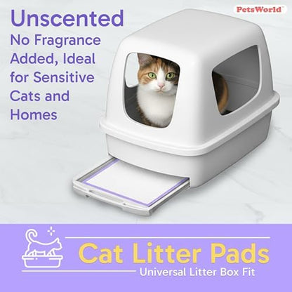 PetsWorld Universal Fit Cat Pad Refills for Litter Box, Unscented, Odor Control, Pack of 100