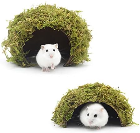 Hamster Hideaway/Hideout,Mossy Cave Hide,Hamster House/Hides,Hamster Cage Accessories for Gguinea Pig/Hedgehogs/Gliders/Rats/Mice and Other Small Animals(Set)