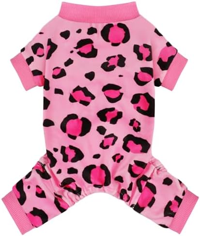 Paiaite Dog Pajamas Onesie: Comfortable Four-Legged Apparel for Small, Medium, & Large Dogs, Polyester Material for Comfort, Wrinkle Resistance, Moisture Wicking, and Stretchiness Pink Leopard XL