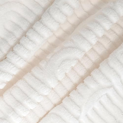 Americanflat 50x60 Jacquard Fleece Throw Blanket - Soft and Breathable Throw Blanket for Couch, Bed, Chair - Fleece Blankets Perfect for Home, Bedroom, or Outdoor Use - Rainbow Design in Cream