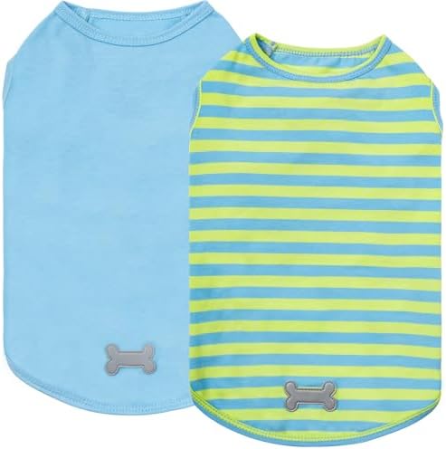 KYEESE 2Pack Cotton Dog Shirt for Small Medium Dogs Soft Striped Tank Top
