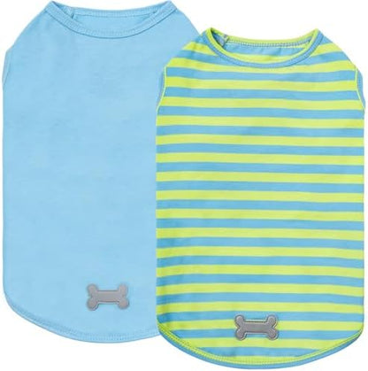 KYEESE 2Pack Cotton Dog Shirt for Small Medium Dogs Soft Striped Tank Top