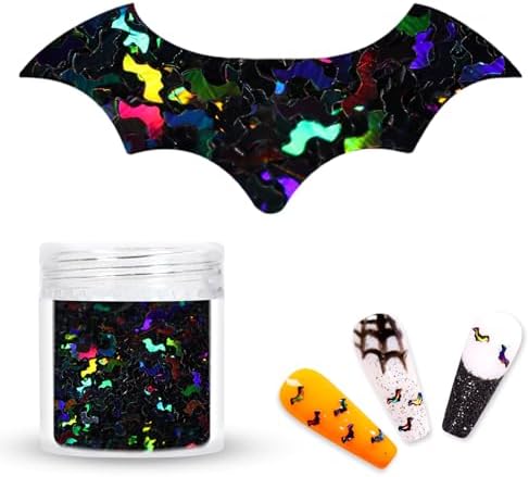 Laza 2g Halloween Chunky Glitter Bat Shaped Confetti Nail Charms