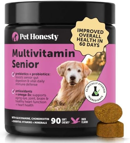 Pet Honesty Vet Recommended Senior Dog Multivitamin, 90 Ct, Duck