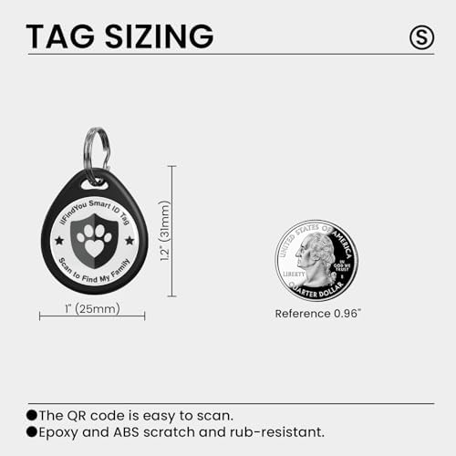 QR Code Cat Tags Personalized Small, Real-time Alerts, Blackx3