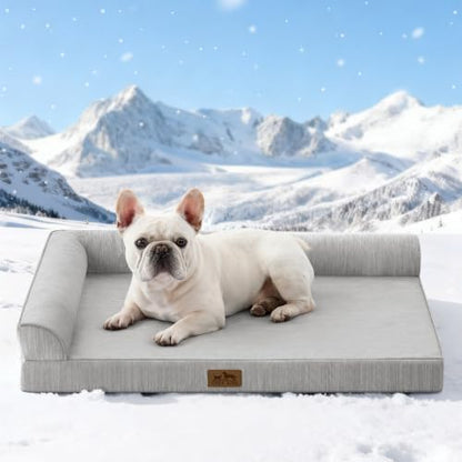 COZY KISS Cooling Dog Bed, Q-Max >0.4 Orthopedic Foam Dog Bed with Sides