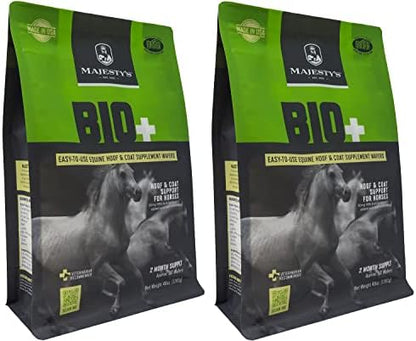 Majesty's BIO+ Biotin Wafers - Superior Horse/Equine Hoof and Coat Support Supplement - Copper, Zinc, Lysine, Methionine (2 Pack (120 Count Total))