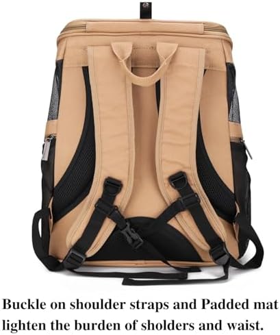 LOLLIMEOW Large Pet Carrier Backpack, Bubble Backpack Carrier for Fat Cats and Puppies,Airline-Approved(Khaki)