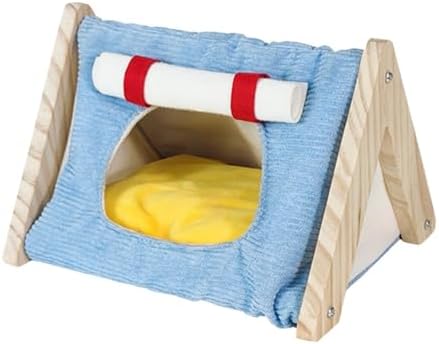 Guinea Pig Bed House Cages Accessories Hiding Place Cave Guinea Pig Hideout for Winter Sleeping Playing Chinchilla Hedgehogs, Blue