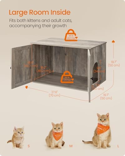 Feandrea Cat Litter Box Enclosure, End Table, 27.6 x 19.7 x 19.7 Inches