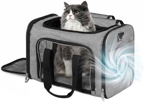 IVY&LANE Cat Carrier with Cooling Fan,Travel Pet Carrier for Car Airline