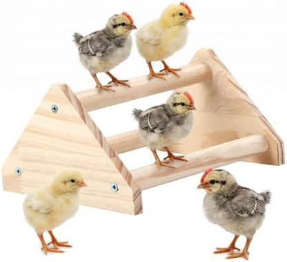 Wood Chicken Perch,Strong Pine Wooden Chick Training Perch with 3 Roosting Bar,Gym Perch Toys for Baby Chicks & Parrots,Easy to Assemble