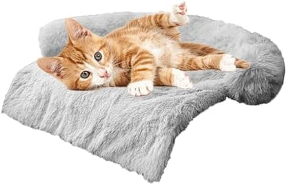 Calming Dogs/Cats Bed Mats, Dog Pad Washable Removable Couch Cover, Plush Long Fur Mat for Pets, Waterproof, Perfect for Small, Medium and Large Dogs and Cats (Light Gray, 31"x23"x 5.0")