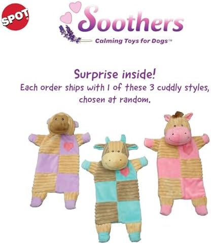 SPOT Soothers Crinkle Paper Dog Toy - 13in Stuffing-Free Calming Plush with Crinkle, Lavender Scent & Squeaker, Anxiety Relief for Dogs - 1 of 3 Animal Designs, Sent at Random