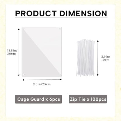KEYIDE 12 Pcs Urine Guard for Rabbit, Guinea Pig, Ferret Transparent 12'' x 10'' Plastic Sided Liner Cage Accessories Prevent Scatter