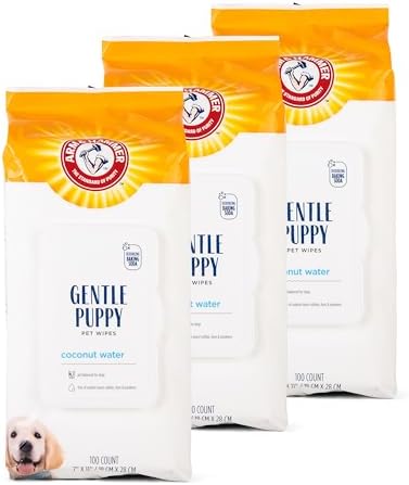 Arm & Hammer Puppy Grooming Wipes, Coconut Water, 100 Count, 3-Pack