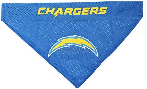 Pets First NFL DOG BANDANA - LOS ANGELES CHARGERS REVERSIBLE PET BANDANA. 2 Sided Sports Bandana with a PREMIUM Embroidery TEAM LOGO, Small/Medium. - 2 Sizes & 32 NFL Teams available