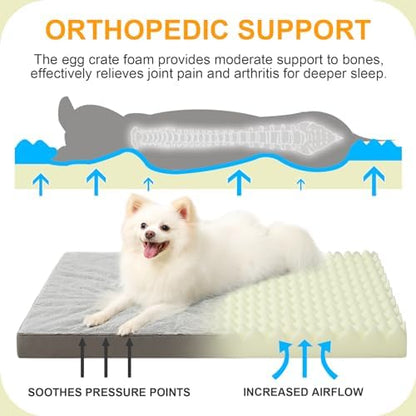 KSIIA Orthopedic Dog Bed for Small Dogs with Waterproof Lining, Grey, 23x17