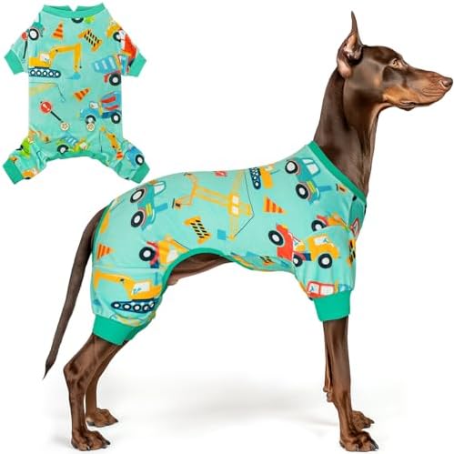KYEESE Velvet Dog Pajamas for Large Dogs Soft Onesie Shirt, Vehicles