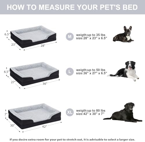 LEXTRO Orthopedic Dog Beds for Large Dogs, Comfy Washable Dog Couch Bed
