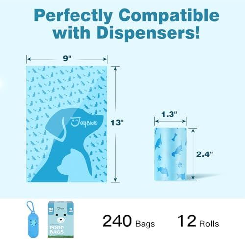 Joyeux 240 Count Ocean Scent Dog Poop Bags Rolls,with Dispenser