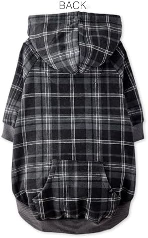 Pet Passion Rocky II Dog Hoodie, Black Sand Plaid, XX-Large