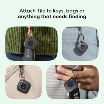Life360 Tile - Bluetooth Tracker, Keys Finder and Item Locator for Keys, Bags and More. Phone Finder. Both iOS and Android Compatible. 4-Pack (Black)