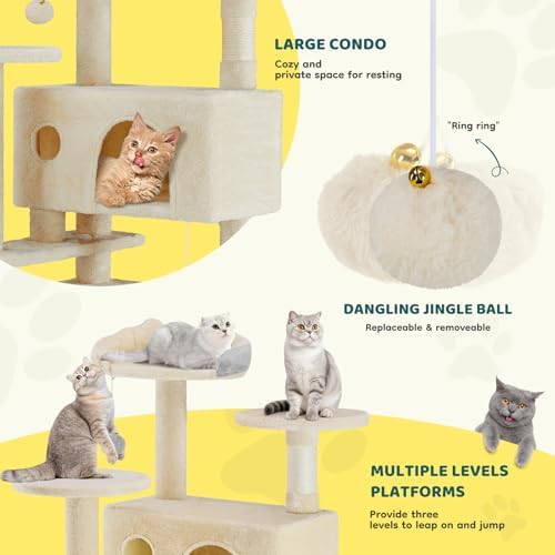 54 Inch Cat Tree Tower with Sisal Scratching Post
