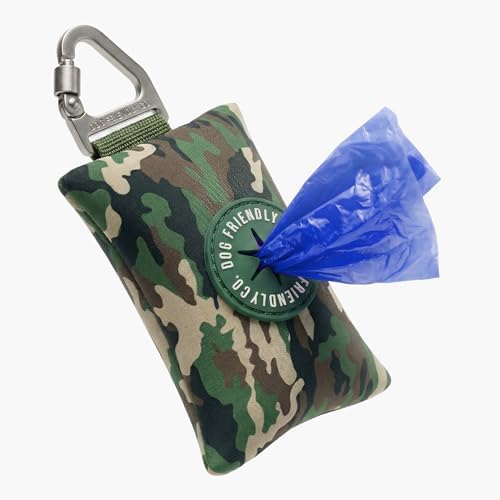 Dog Friendly Co. Poop Bag Holder for Leash, Dog Waste Bag (Green Camo)