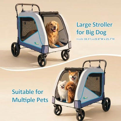 Ownpets Extra Large Dog Stroller for Large Breeds, 154 lbs Capacity, Black