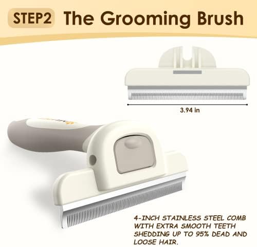 Professional Deshedding Dog Brush Grooming Kits, for Long-Haired Dogs and Cats - Dog Deshedding Brush and Slicker Brush Set 3 in 1 Gift Box for Long Hair Pets like Golden Retriever