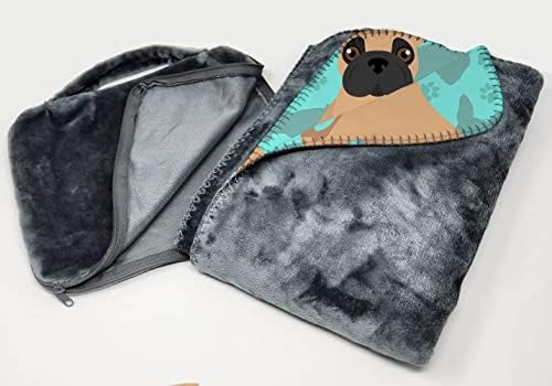 Caroline's Treasures MLM1050TBLT Fawn French Bulldog Soft Travel Blanket with Bag Airplane Blanket, Indoor Outdoor Camping Blanket for Traveling, Picnics, Beach Trips, Concerts