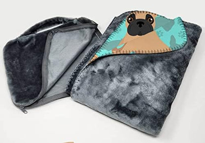 Caroline's Treasures MLM1050TBLT Fawn French Bulldog Soft Travel Blanket with Bag Airplane Blanket, Indoor Outdoor Camping Blanket for Traveling, Picnics, Beach Trips, Concerts