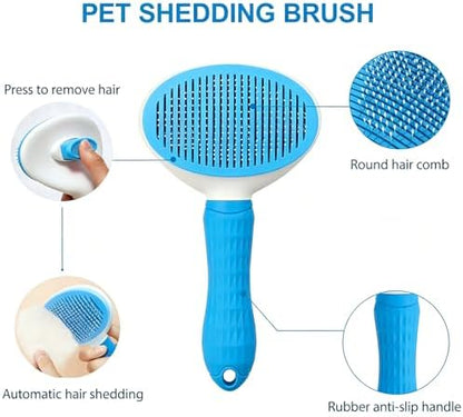 6PCS Blue Dog Bath Kit with Brush, Scrubber, Gloves, Towel & Bag