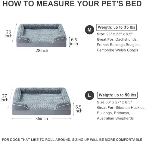 WNPETHOME Orthopedic Washable Dog Bed Large for Senior Dog Cozy Sleep