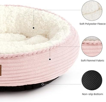 Love's cabin Round Donut Cat and Dog Cushion Bed, 30in Pet Bed for Medium or Large Dogs, Anti-Slip & Water-Resistant Bottom, Soft Durable Fabric Pet Beds, Washable Calming Cat Bed, Light Pink