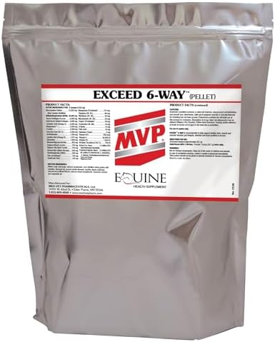 MVP Exceed 6-Way High Level Performance Horse Support Pellets. Joint, Hoof, Hair, Gastric, Digestion and Muscle Support. (8lb)