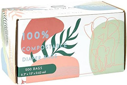Eco Wave Compostable Diaper Bags, Diaper Sacks, Fragrance-Free, 200 Count