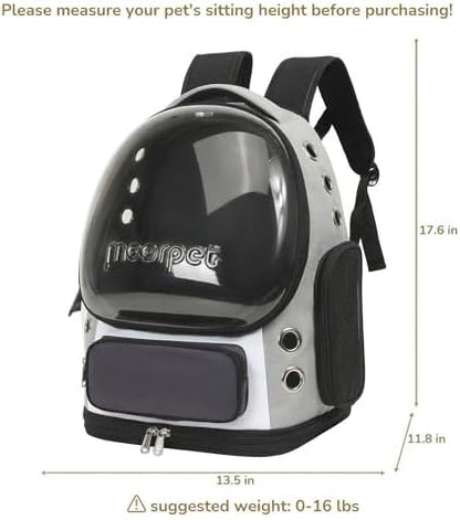 Cat Bubble Backpack Carrier, TSA Airline Approved Pet Travel Bag for Small Medium Dogs, Clear Hiking Camping Backpack for Cats, Kitten and Puppy up to 18 lbs, Gray Bubble