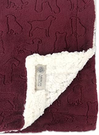 American Kennel Club Premium Velvet Sherpa Pet Blanket Soft and Warm Pet Throw for Dogs & Cats – 40”x30” - Wine