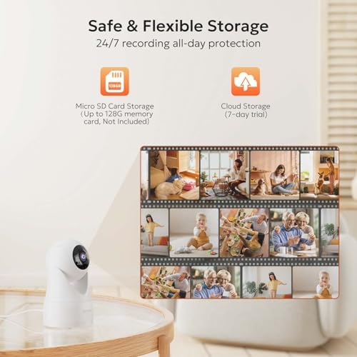 owltron Indoor Security Camera 2K, 360° Cameras for Home Security with Motion Detection, 2.4G WiFi for Pet/Baby/Nanny Cam with Night Vision, Siren Alarm & 2-Way Audio, Compatible with Alexa