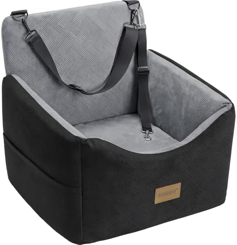 JOEJOY Dog Car Seats for Small Medium Dogs Under 35lbs, Dog Booster Seat with Detachable Washable Cover and Cushion, Memory Foam Pet Car Seat with Safety Belt and Storage Pockets (BLG)