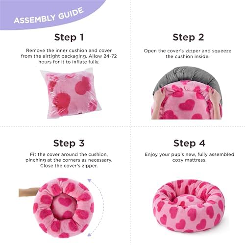 LE SURE Shown on TV Jacquard Donut Dog Beds Large,Lover Hearts 36x36x8in