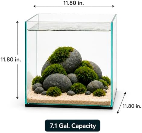 Aquatop High Clarity Low Iron Glass Cube Aquarium, 7.1 Gallon – 5mm Thick Glass – Slim Design – Ideal for Fresh & Saltwater – Desktop Tank with Silicone Sealing